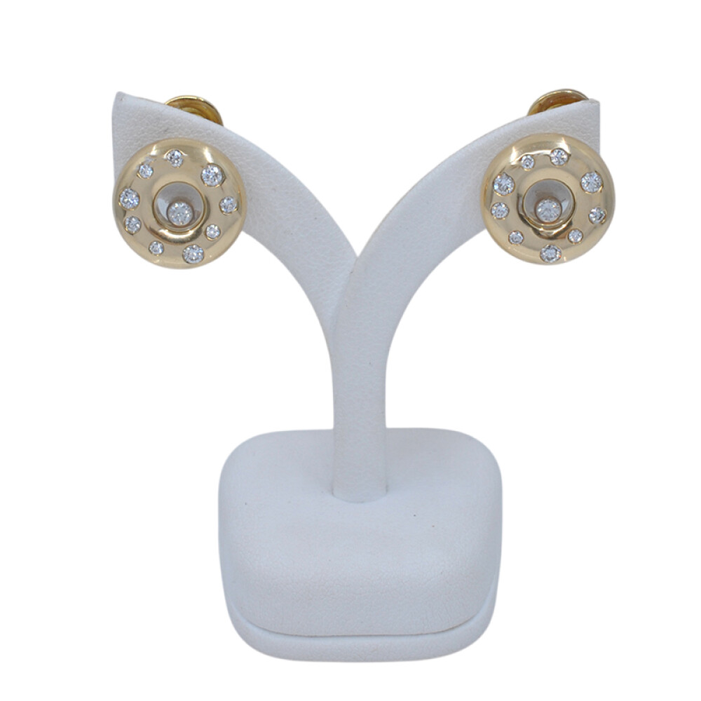 Par de caravanas Chopard Happy Diamonds modelo 84/1868 en oro 18k y brillantes Par de caravanas Chopard Happy Diamonds modelo 84/1868 en oro 18k y brillantes