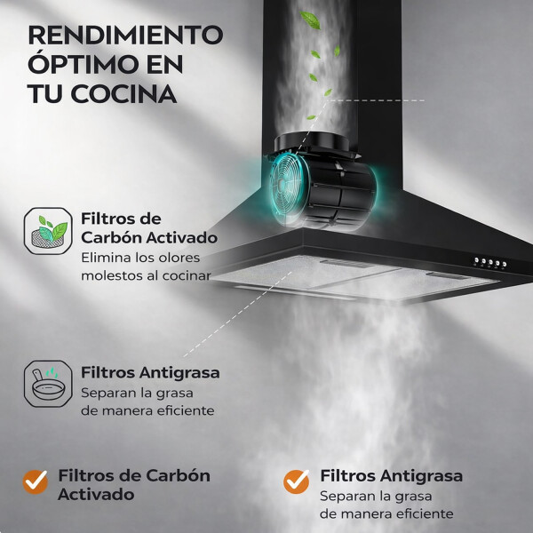 Extractor Campana De Cocina Goldtech 60 Cm CAMPANA DE COCINA GOLDTECH JTELEC132NEGR