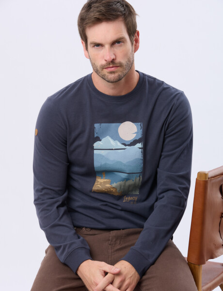 REMERA ESTAMPADA DE ALGODÓN Azul