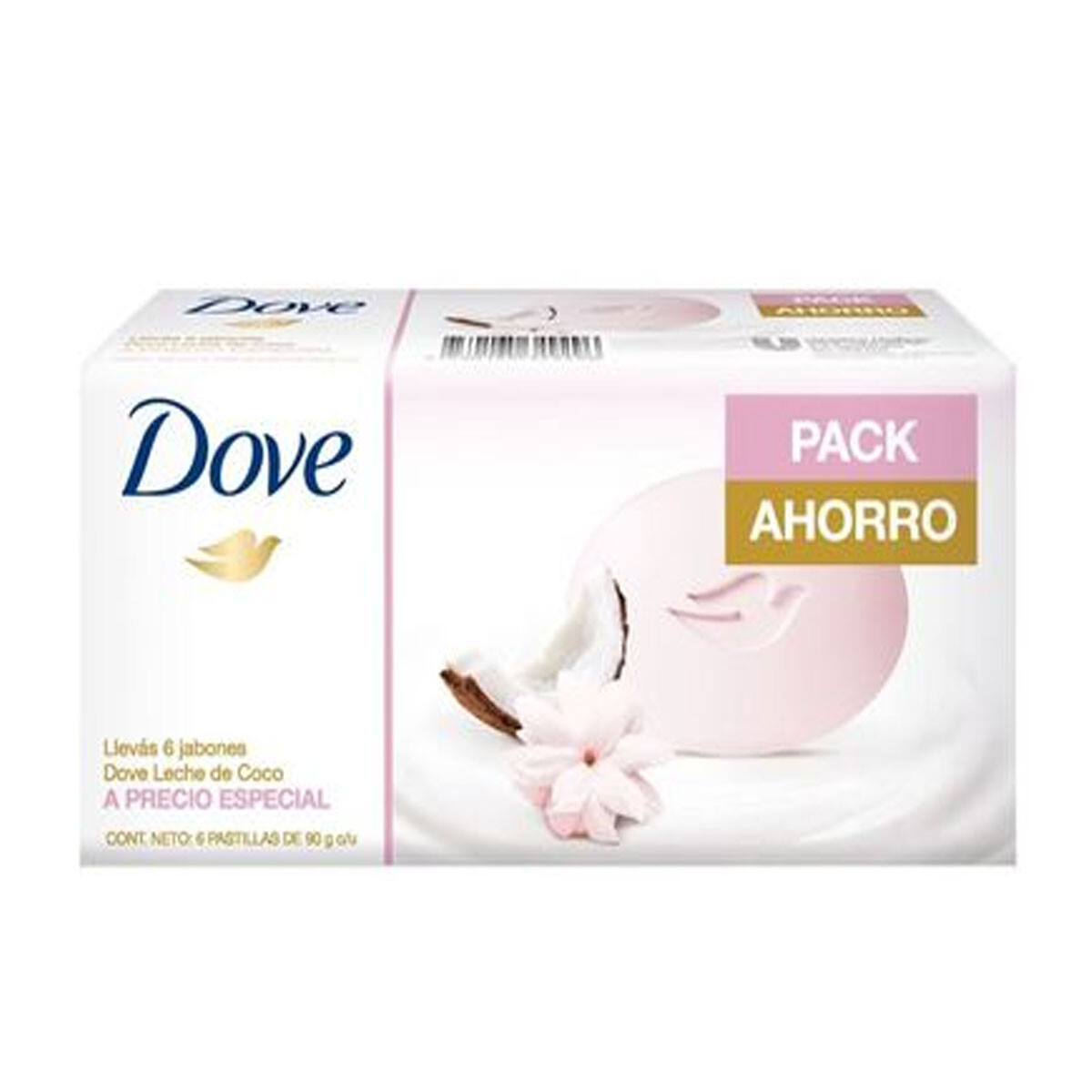 Jabones Dove Leche de Coco 90g Pack 6 