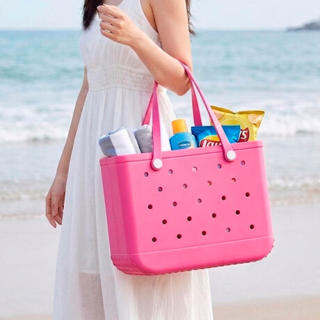 Set X2 Bolsos Carteras Compras Playera Goma +20 Pines Rosa