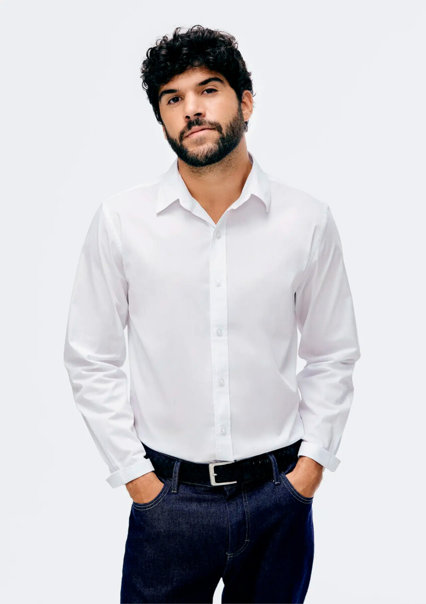 CAMISA MANGA LARGA SUPER SLIM - BLANCO 