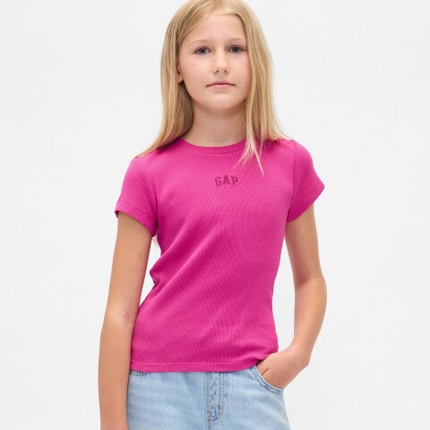 FRCH SS RIBBED TEE BRIGHT FUCHSIA 026