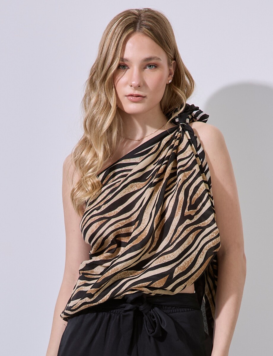 Pashmina Animal Print - Negro/marron 