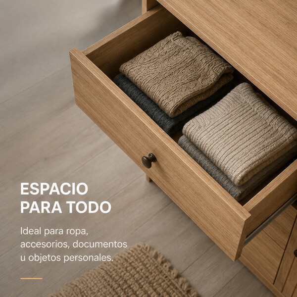 Cómoda ComboHome Cajonera 4 Cajones 1 Puerta 100Cm Nórdica Marrón 1