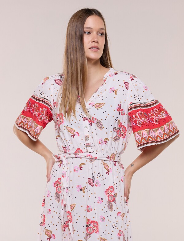 Vestido Maxi Estilo Boho Floral MULTI/ROJO
