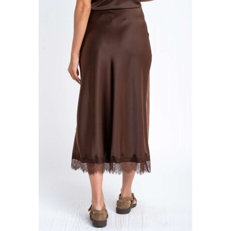 Falda Midi Satinada Chocolate