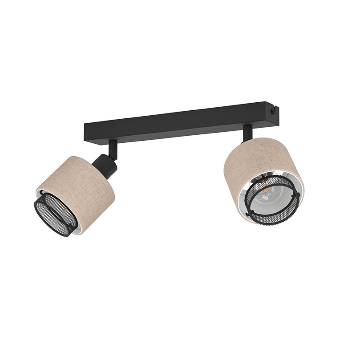 Lámpara de techo 2xE14 acero negro y pantalla lino - EG6142 