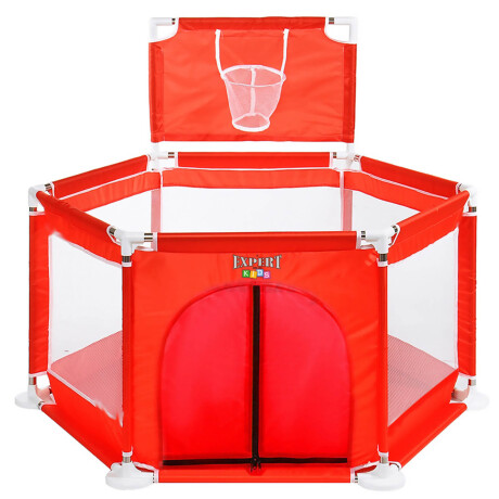 Corral Plegable C/ Puerta Corralito Pelotero Bebé Rojo C/Aro Basket