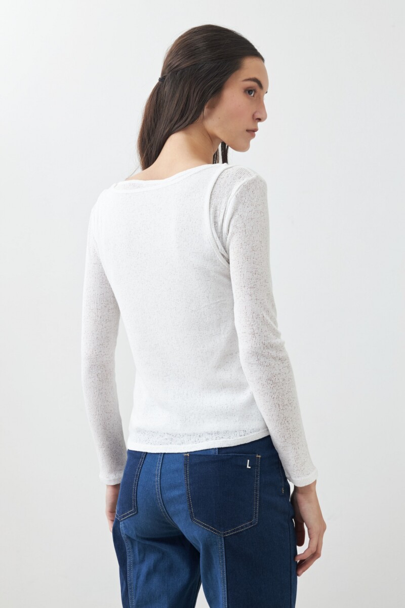 Remera doble capa texturizada crudo