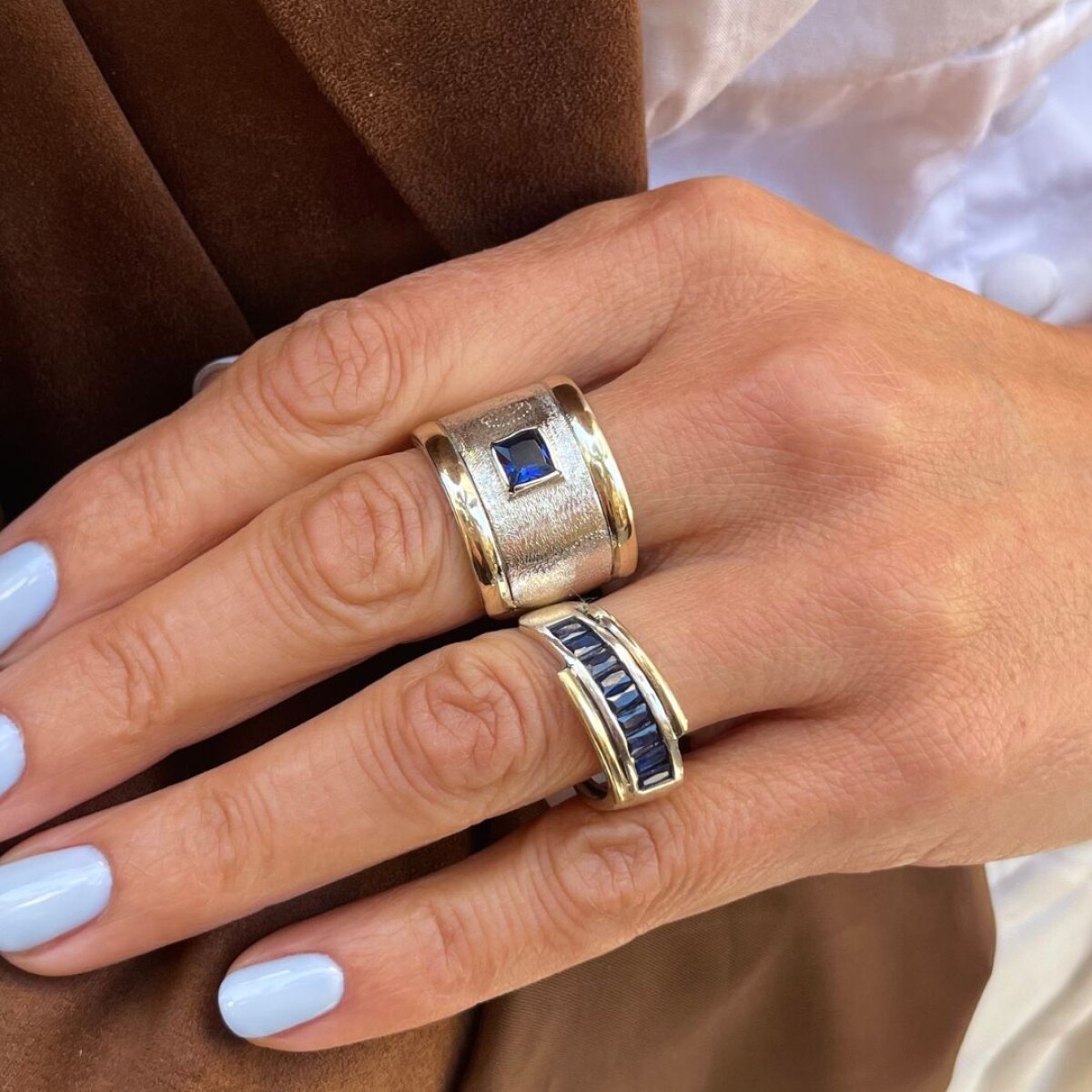 Anillo Milagros Blue - Plata y Oro 