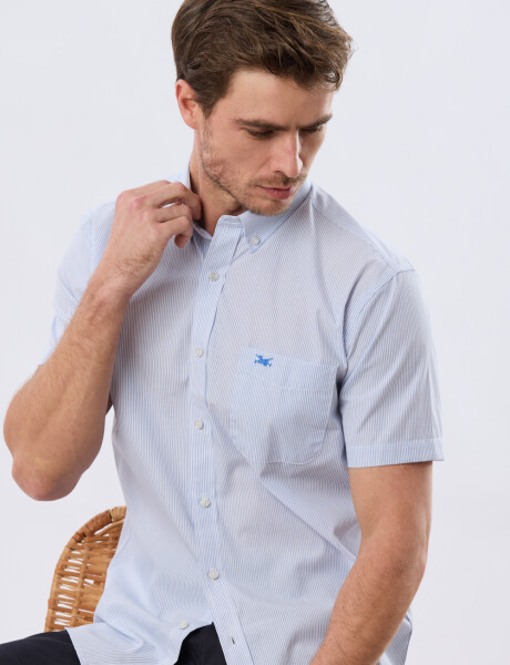 CAMISA RAYADA Celeste