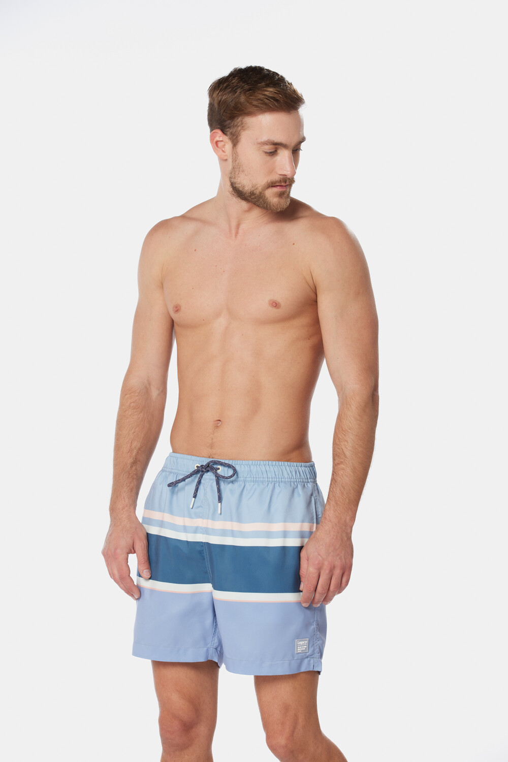 SHORT DE BAÑO RAYADO Azul