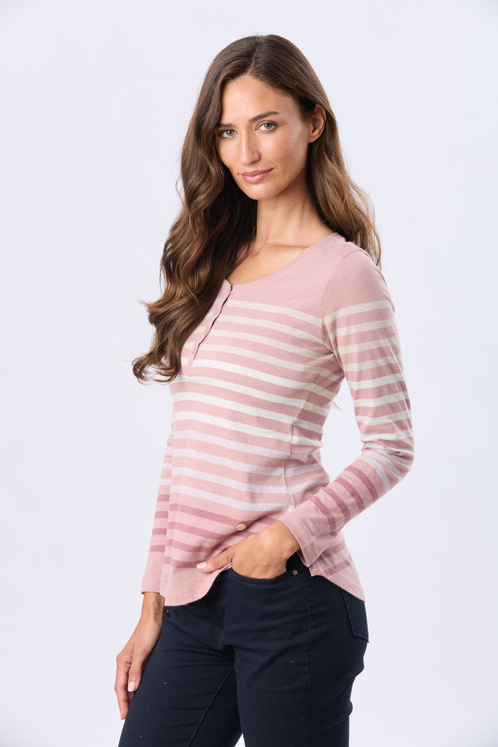 REMERA RAYADA DE ALGODÓN Rosado