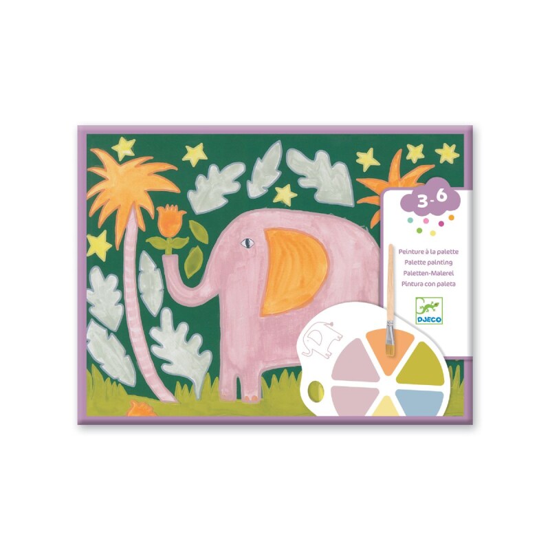 Set x4 Láminas con paleta de acuarelas Elefantes