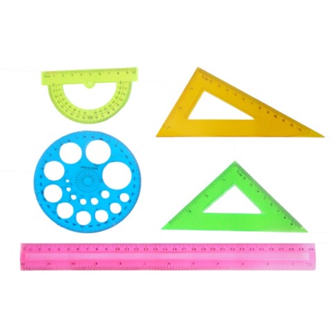 3x2 OUTLET Juego de geometría x5 piezas varios colores 30cm 3x2 Outlet Juego De Geometría X5 Piezas Varios Colores 30cm