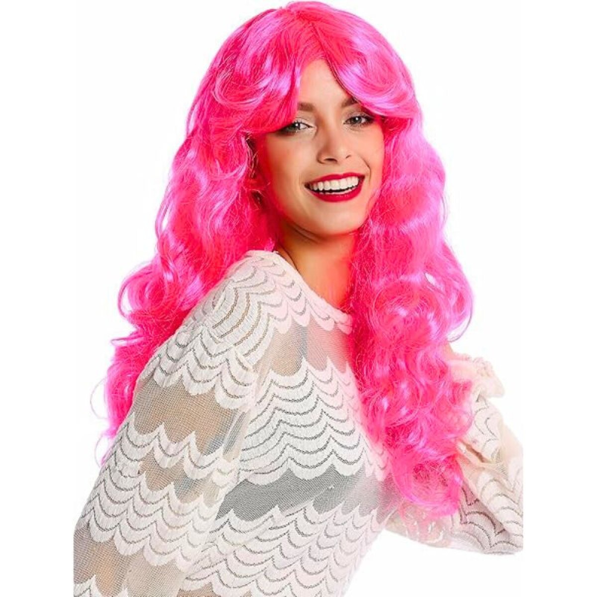 Peluca Larga con Ondas - Fucsia 