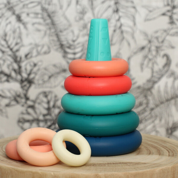 Juego Apilable Prámide Anillos Didáctico Para Niños Ludi Color Verde