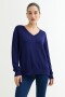 Sweater escote en V liso AZUL FRANCIA