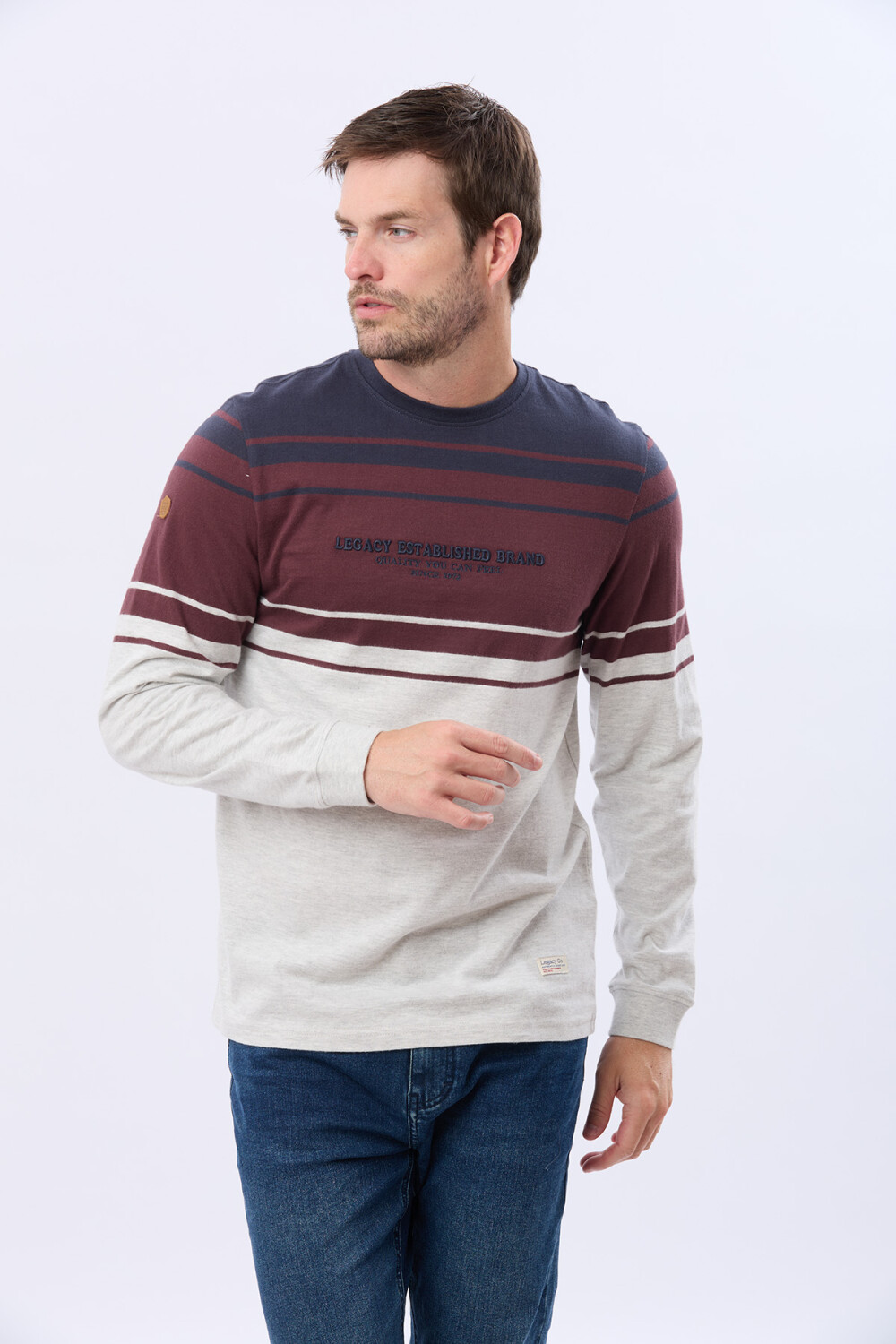 REMERA RAYADA BORDADA Azul