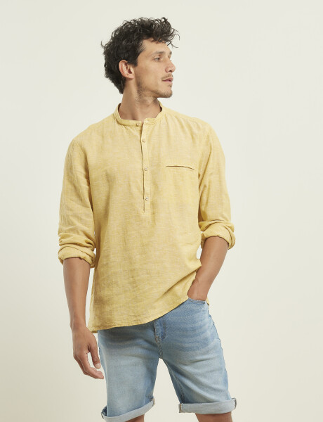 012105 CAMISA HARRINGTON LABEL DE LINO Amarillo