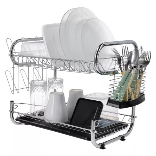 Escurridor De Platos Seca Vajilla 2 Pisos Platos Secador Bandeja Imback Color Plateado Escurridor De Platos Seca Vajilla 2 Pisos Platos Secador Bandeja Imback Color Plateado