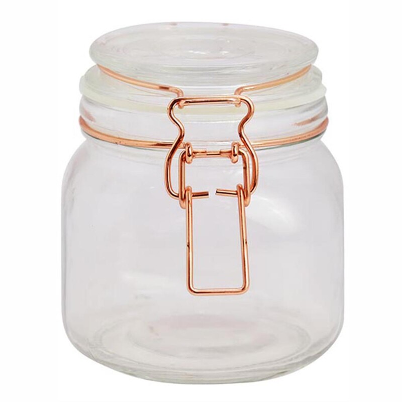 Recipiente vidrio 800 ml tapa broche cobre TRANSPARENTE
