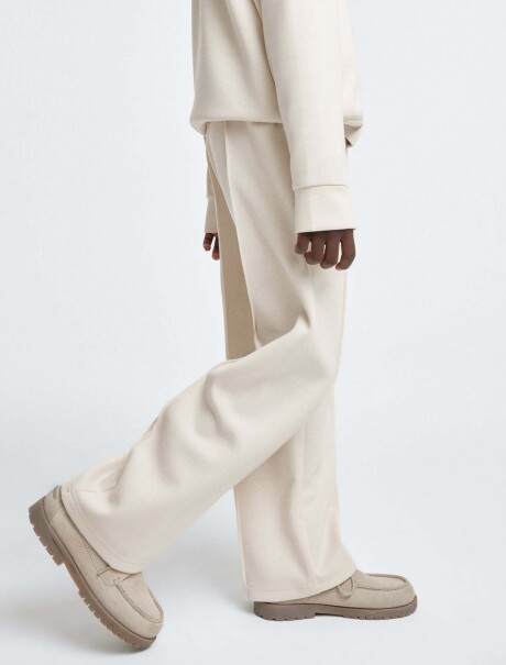 PANTALÓN CON CINTURA ELASTIZADA - BLANCO BLANCO