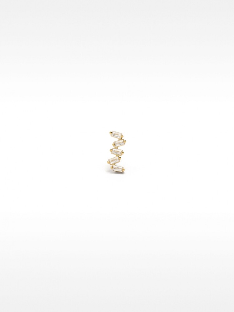 Pendientes Zigzag Con Cristales - Plata De Ley 925 dorado