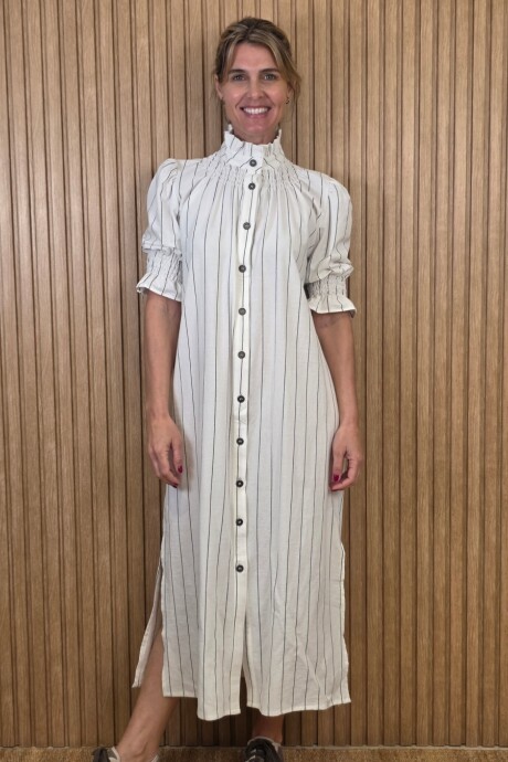 Vestido Maldivas Raya Crudo con Gris