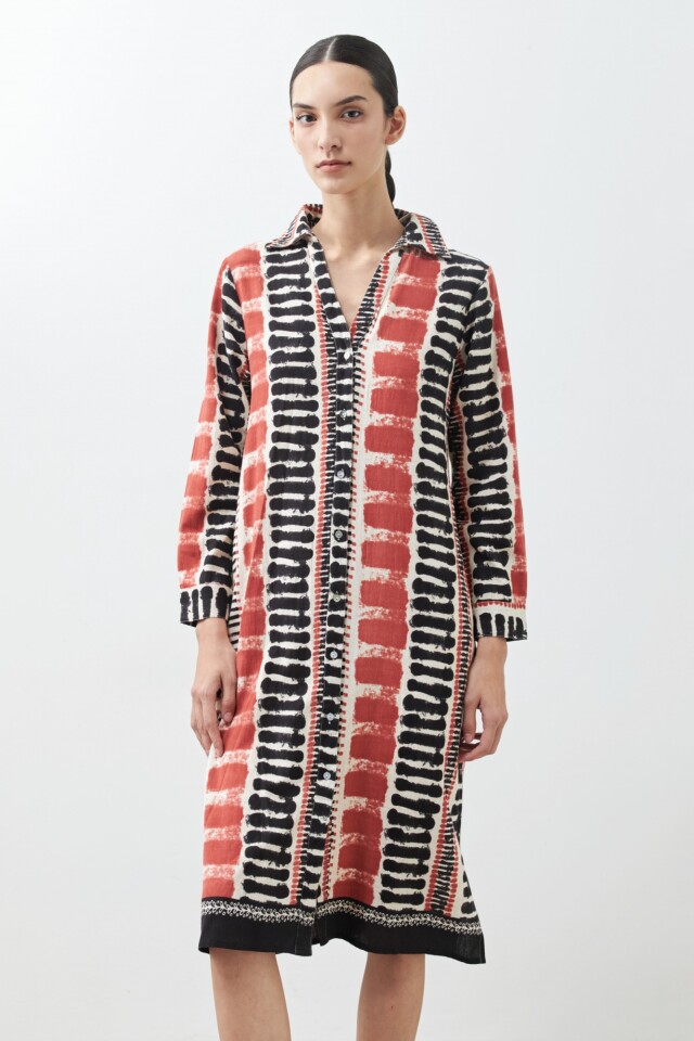 Vestido estampado abstracto beige