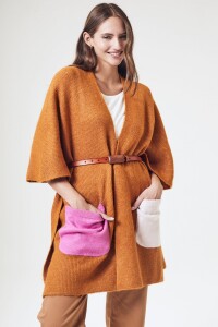 Poncho Color Block Ocre