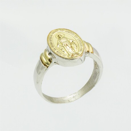 Anillo religioso de plata 925 y double en oro 18 ktes. Anillo religioso de plata 925 y double en oro 18 ktes.