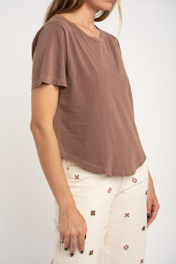 Remera Algodon Lavado Marron