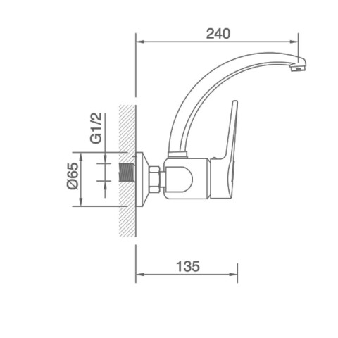 Grifería de cocina Monocomando de pared Golf cromado Grifería De Cocina Monocomando De Pared Golf Cromado