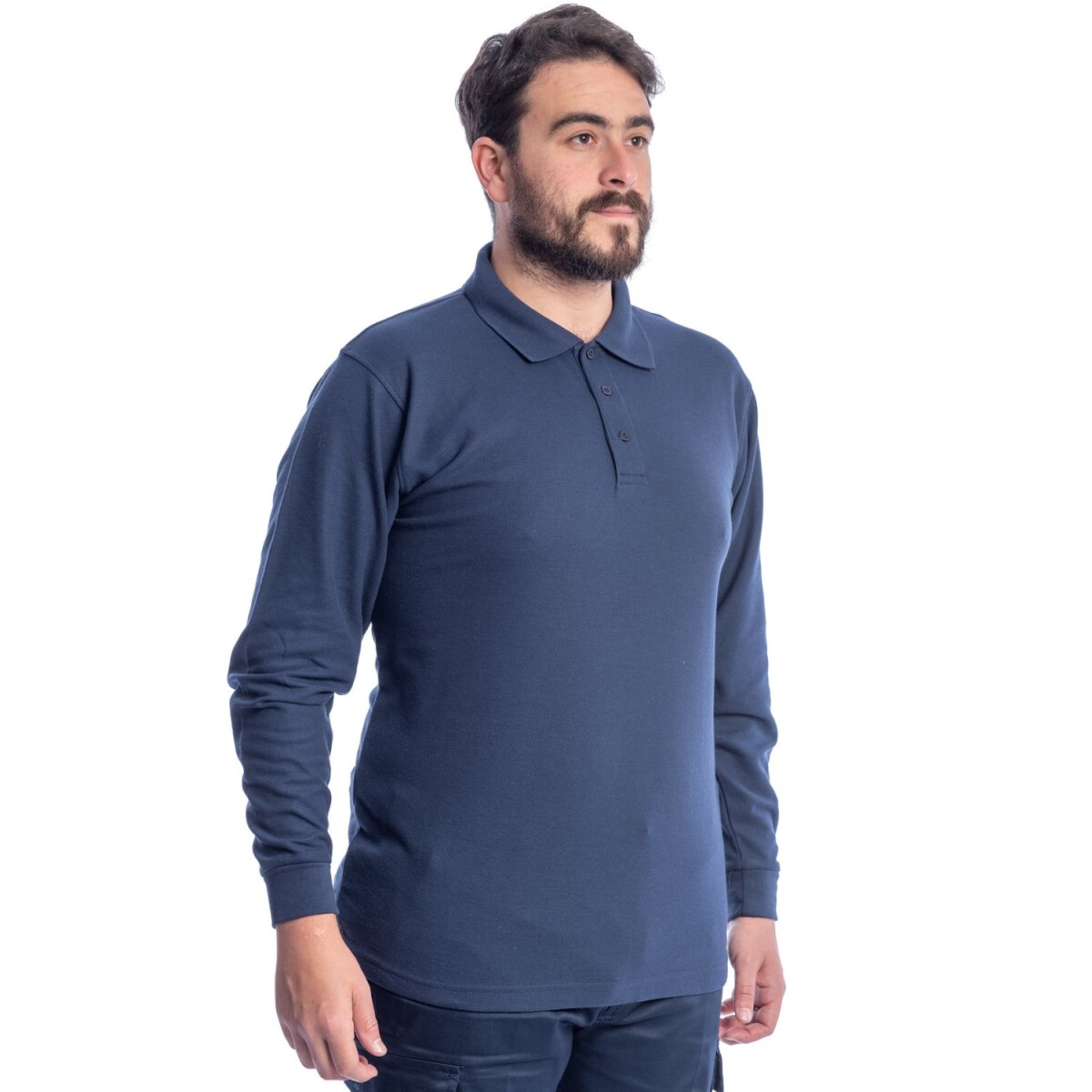 REMERA POLO MANGA LARGA - AZUL 