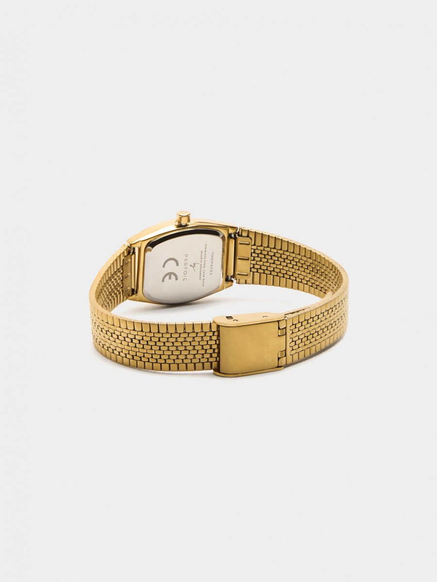 Reloj Cuadrado Con Pulsera De Acero Inoxidable dorado