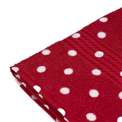 Toalla de Mano Estampada Prisma 100% Algodón 50 x 80 cm Rojo / Lunares Blanco