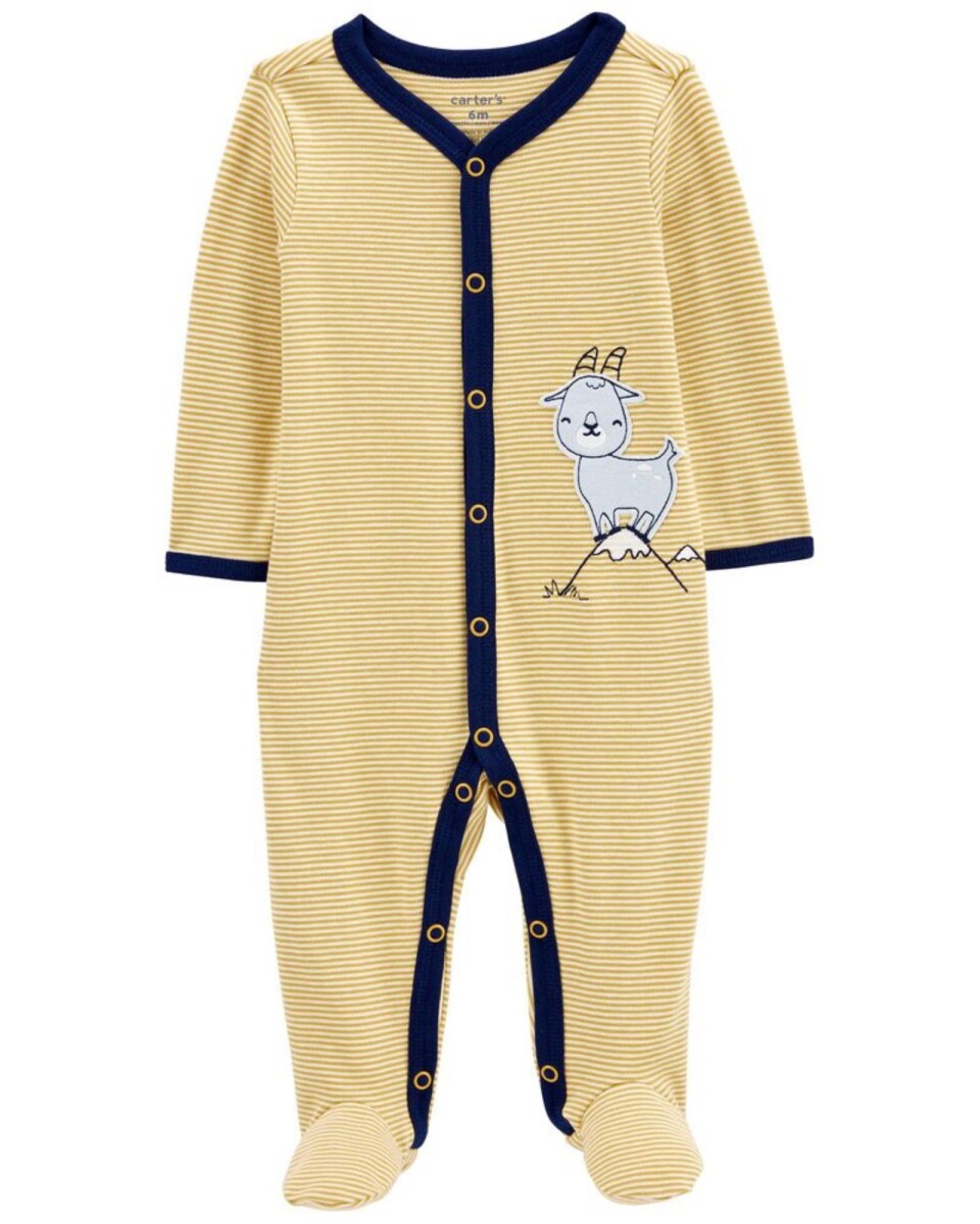 Pijama una pieza de algodón, con pie, estampa cabra 