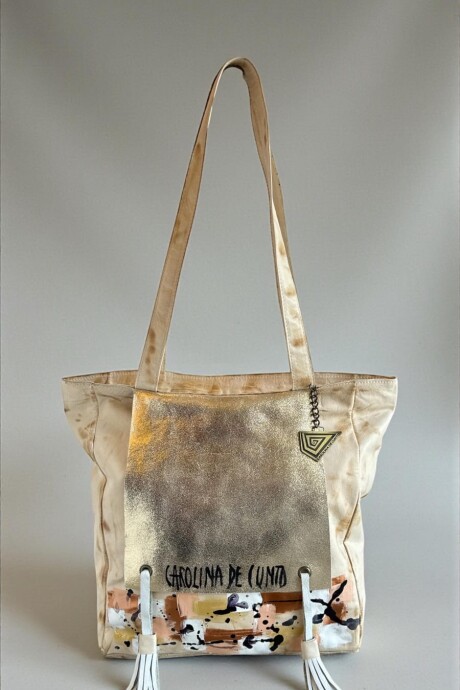 Cartera NIZA Línea Ottenta Natural Con Dorado Y Arte Pintado A Mano Cartera NIZA Línea Ottenta Natural Con Dorado Y Arte Pintado A Mano