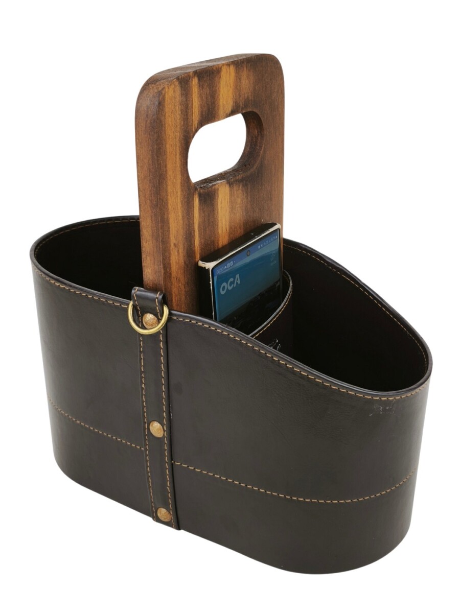 Matera canasta en madera con porta celular 