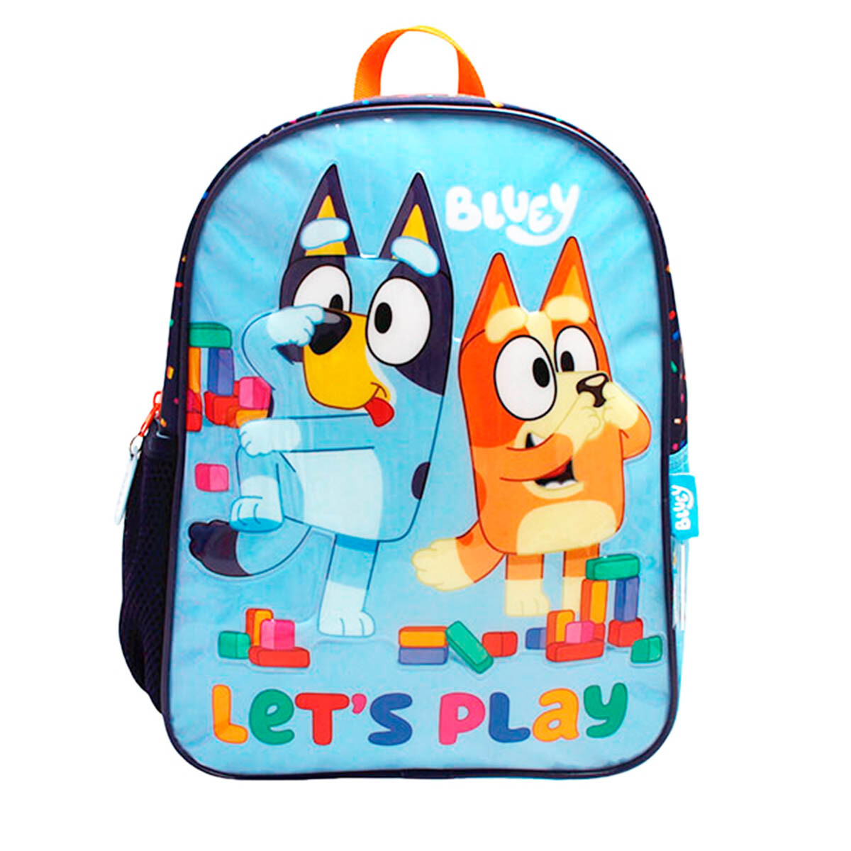 Mochila Infantil Bluey 30cm Escolar Estampa Original - Celeste 