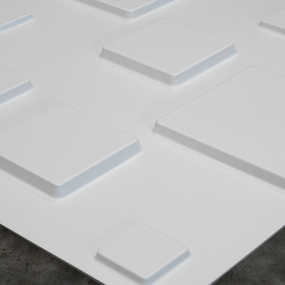 PANEL DECORATIVO EN PVC 3D PARA PARED MODELO D071 50x50 CM BLANCO MATE Panel Decorativo En Pvc 3d Para Pared Modelo D071 50x50 Cm Blanco Mate