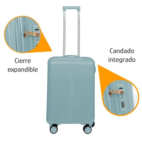 Set Valija CarryOn Rigida + Almohadón Cervical Memoria Negro Celeste