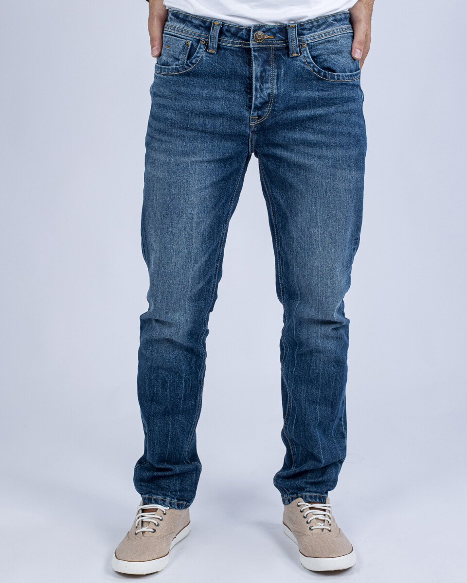 Jeans slim fit con botones para hombre UFO Ronny Azul - Talle 28 