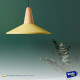 Lampara Colgante Metal Nordica Plato Deco Simil Madera Led Amarillo