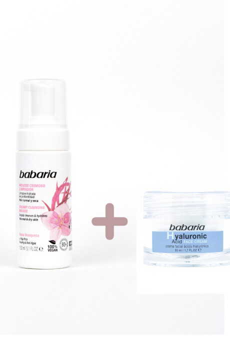 Rutina básica de skincare - Mousse limpiador + crema hidratante Ácido hialurónico