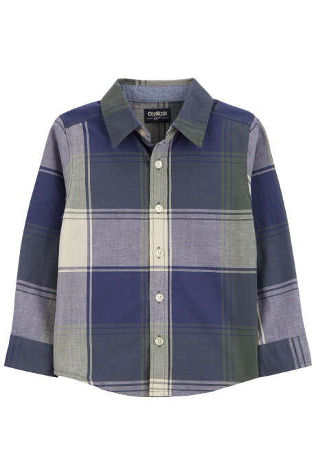 Camisa de algodón mangas ajustables y diseño a cuadros. Talles 2-5T Sin color
