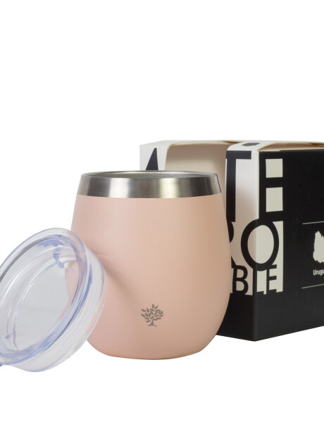 Mate Acero Inox. con Tapa Rosado