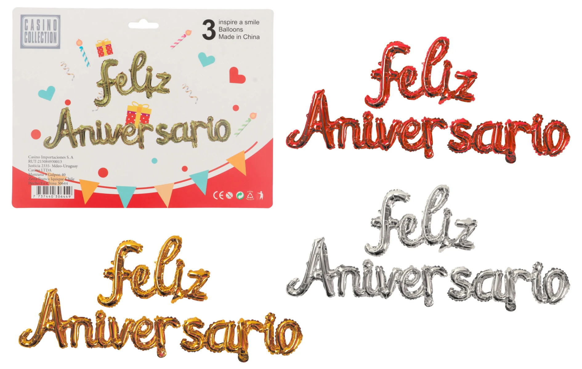 Set de globo para Helio Feliz Aniversario 